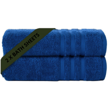 2X Large Bath Sheets 100% Egyptian Cotton Soft Luxury Big Jumbo Bathroom Towels (Blue)