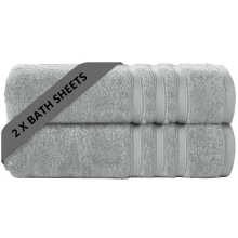 2X Large Bath Sheets 100% Egyptian Cotton Soft Luxury Big Jumbo Bathroom Towels (Silver)