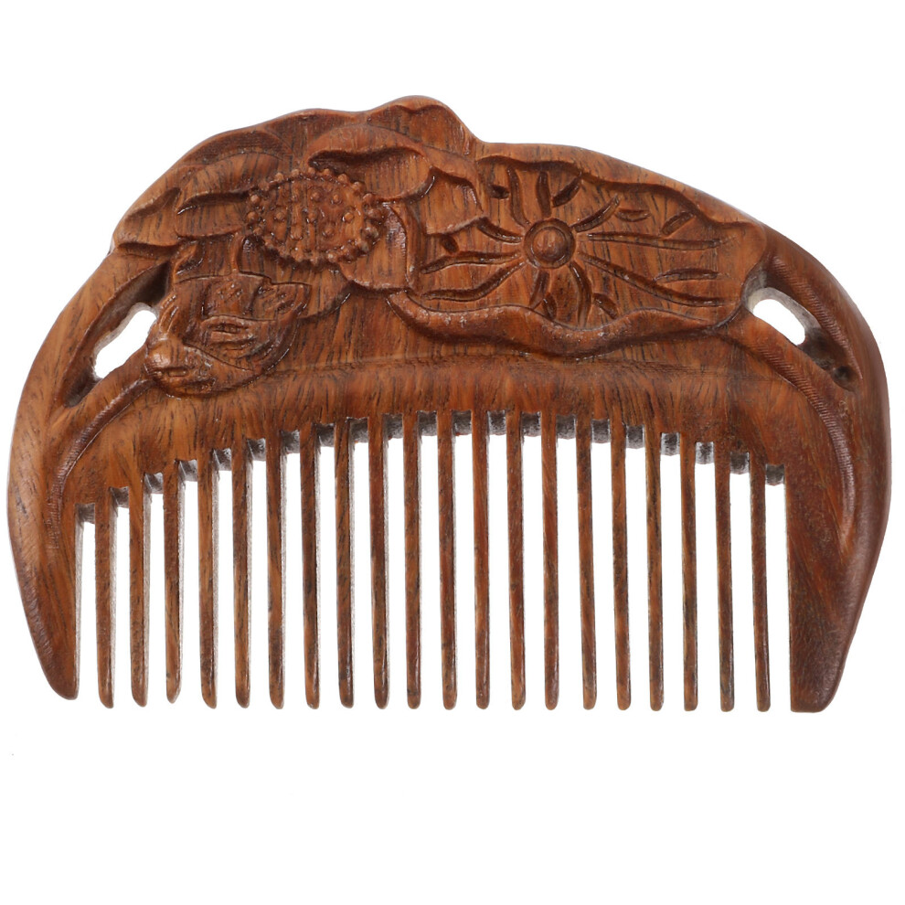 Happyyami Unisex Carved Sandalwood Massage Comb Wide-Tooth Hair Comb Multi Color