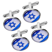 4Pcs Israel Flag Men Shirt Cufflinks Zinc Alloy Clothing Accessories