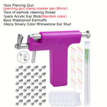 (OT140064PI-3) 194/206/268pcs Reusable Professional Multi Purpose Pink Ear Piercing Gun Kit Nose Piercing Tools Set with Stainless Steel Stud Earrings
