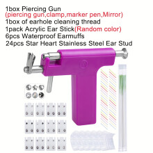 (OT140064PI-WJ25) 194/206/268pcs Reusable Professional Multi Purpose Pink Ear Piercing Gun Kit Nose Piercing Tools Set with Stainless Steel Stud Earrings