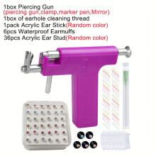 (OT140064PI-2) 194/206/268pcs Reusable Professional Multi Purpose Pink Ear Piercing Gun Kit Nose Piercing Tools Set with Stainless Steel Stud Earrings