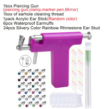 (OT140064PI-5) 194/206/268pcs Reusable Professional Multi Purpose Pink Ear Piercing Gun Kit Nose Piercing Tools Set with Stainless Steel Stud Earrings