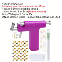 (OT140064PI-7) 194/206/268pcs Reusable Professional Multi Purpose Pink Ear Piercing Gun Kit Nose Piercing Tools Set with Stainless Steel Stud Earrings