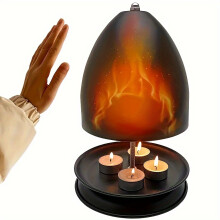 (Metal Black) Round Portable Outdoor Heater, Multifunctional, Candle Heating Kit with Hand Warmer and Candle Holder, Durable, Metal Material, Tabletop