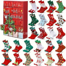 (Christmas socks C, 12 pairs of Christmas socks) 2025 Christmas Warm Cotton Sock Set 24 Days Christmas Countdown Calendar Advent Gift Blind Box