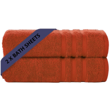 2X Large Bath Sheets 100% Egyptian Cotton Soft Luxury Big Jumbo Bathroom Towels (Orange)