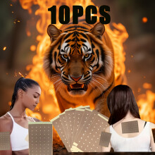 (10pcs) Chinese Tiger Saffron Heat Patches, 8-Hour Self-Heating Neck& Shoulder& Wrist or Knee with Warming - Suitable for back, knees, neck,