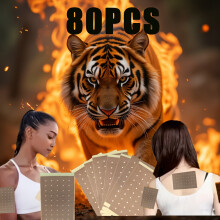 (80pcs) Chinese Tiger Saffron Heat Patches, 8-Hour Self-Heating Neck& Shoulder& Wrist or Knee with Warming - Suitable for back, knees, neck,