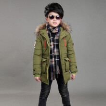 (Army green, 7-8 Years) Kids Boys Hooded Warm Quilted Puffer Coat Jacket School Trendy Parka Winter