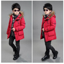 (Red, 7-8 Years) Kids Boys Hooded Warm Quilted Puffer Coat Jacket School Trendy Parka Winter