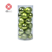 (Fruit Green 6CM) Christmas decorations 3/4/6/8cm24 Christmas ball set color ball plastic electroplating ball Christmas tree pendant