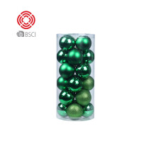 (Dark green 8CM) Christmas decorations 3/4/6/8cm24 Christmas ball set color ball plastic electroplating ball Christmas tree pendant