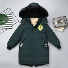 (Green, 12-13 Years) Boys Hooded Quilted Puffer Coat Jacket School Parka Winter Child Outerwear