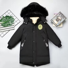 (Black, 7-8 Years) Boys Hooded Quilted Puffer Coat Jacket School Parka Winter Child Outerwear