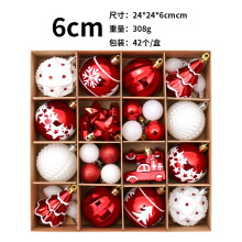 (Red and white) Christmas Decorations Red, Green And Gold 42 Fine Painted Christmas Ball Set Christmas Tree Pendant