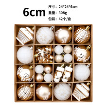 (Champagne golden white) Christmas Decorations Red, Green And Gold 42 Fine Painted Christmas Ball Set Christmas Tree Pendant