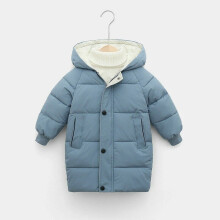 (Blue, 4-5 Years) Padded Down Winter Long Jacket Hooded Parka Toddler Kid Girl Boy Outerwear Coat