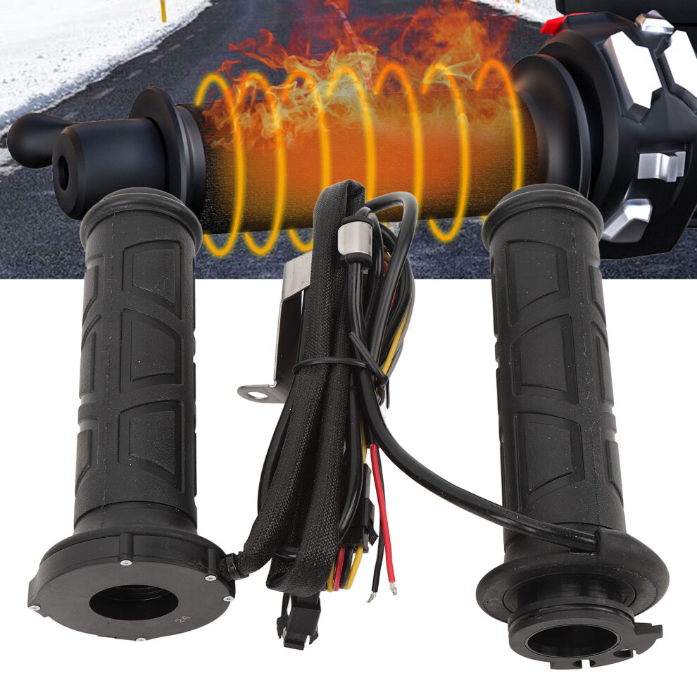 Waterproof Dc12v Motorcycle Handlebar Heated Grips, Rubber, Adjustable Temperature 7661337141847