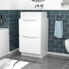 Nes Home 500mm White Freestanding Vanity Unit With Square Bowl Basin