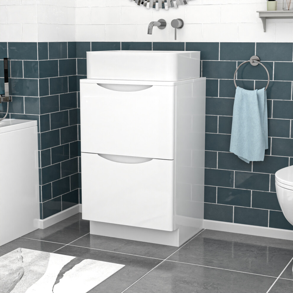 Nes Home 500Mm Freestanding Vanity Unit With Square Bowl Basin White