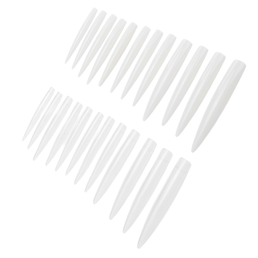 White 240 Pcs Clear Long Stiletto Nail Tips For Acrylic Nails