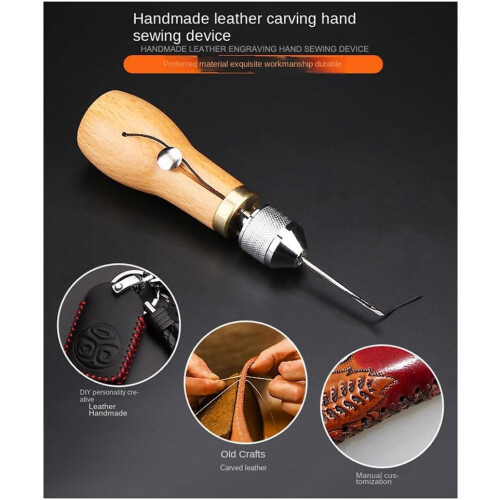 Hand Sewing Machine Leather Manual DIY Single Needle Sewing Awl Tool 1
