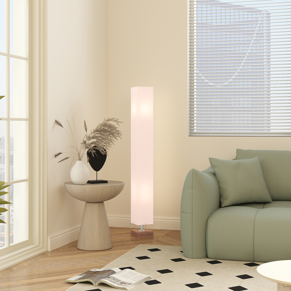 HOMCOM 120cm Tall Linen Floor Lamp Wood Base Steel Frame Stylish Home Lighting-image-OPC-P5ZTZGQ-NEW
