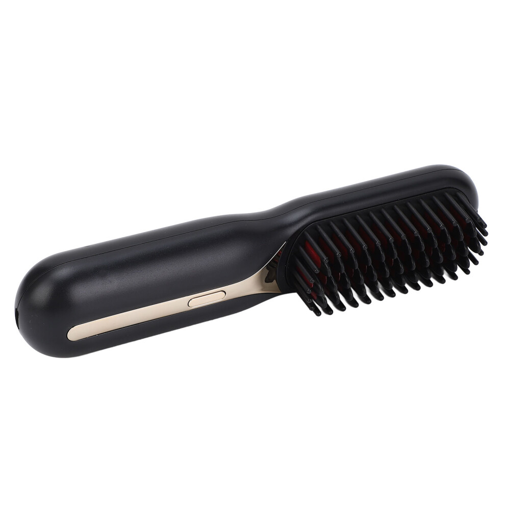 Black Hair Straightener Brush With Negative Ions Curl & Straighten At Home