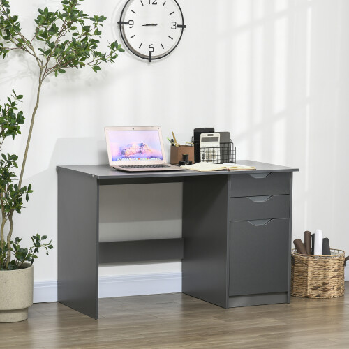 Homcom HOMCOM Computer Desk w/ Drawers Modern Writing Workstation for Home Office Grey