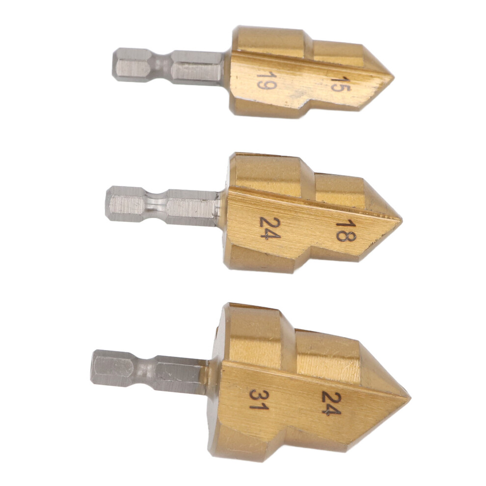 High-Speed 3Pcs Pipe Reaming Drill Bit Set Hex Shank For Ppr 15-31Mm 4941337198014