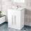 NES Home Aric White 600mm Gloss Bathroom Basin Sink Cabinet & Ceramic Basin Flat Pack 1