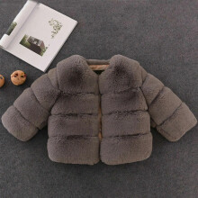 (Grey, 4-5 Years) Baby Girls Fur Winter Coat Kids Faux Jacket Coats Thick Warm Parka Jackets Coat