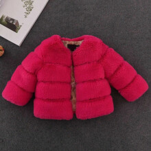(Rose red, 2-3 Years) Baby Girls Fur Winter Coat Kids Faux Jacket Coats Thick Warm Parka Jackets Coat