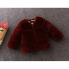 (Wine red, 4-5 Years) Baby Girls Fur Winter Coat Kids Faux Jacket Coats Thick Warm Parka Jackets Coat