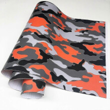 Película de vinilo de camuflaje negro (50 cm x 150 cm, naranja y negro) de 196 x 1968 pulgadas, calcomanía