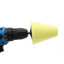 (Yellow)Car Cone-shape Polishing Foam Pad Tyres Wheel Bosses Polishing Machine Sponges Wheel Hubs Polishing