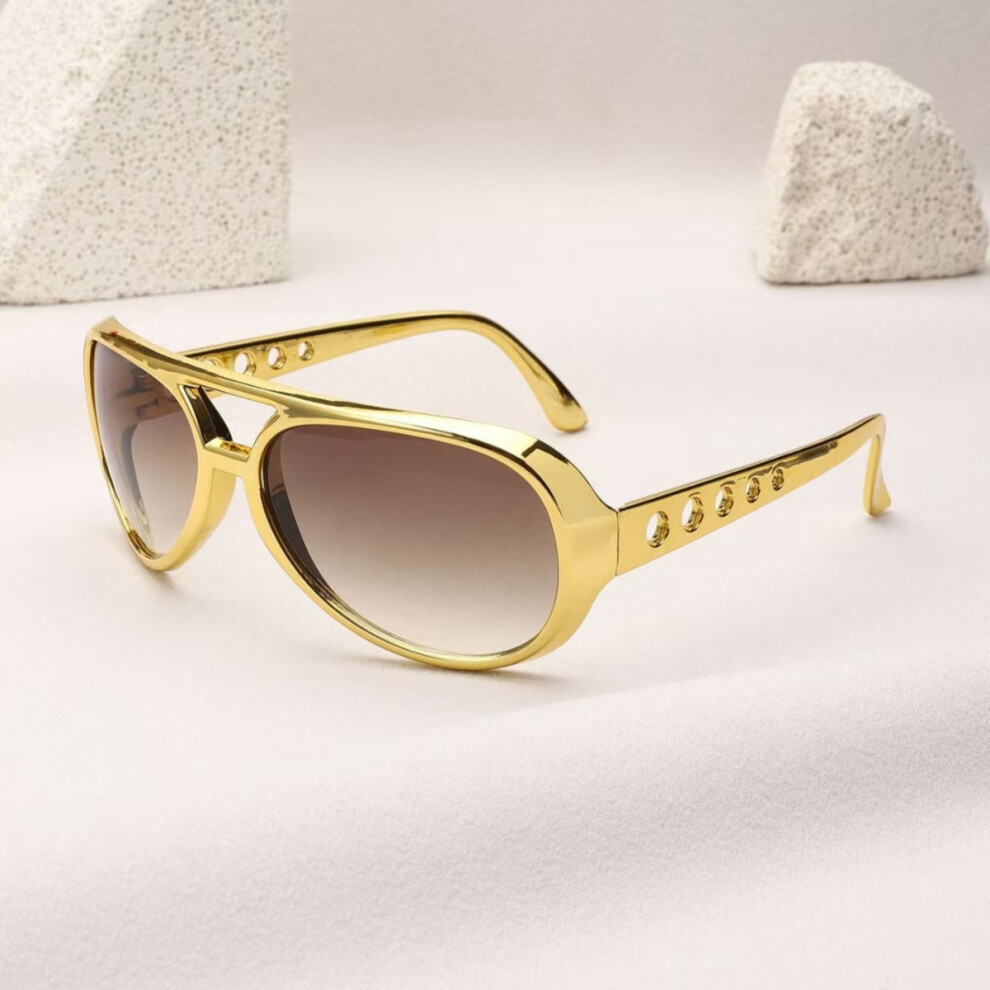 Elvis King Of Rock TCB Aviator Sunglasses Retro Style Large Frame Fashion Eyewear