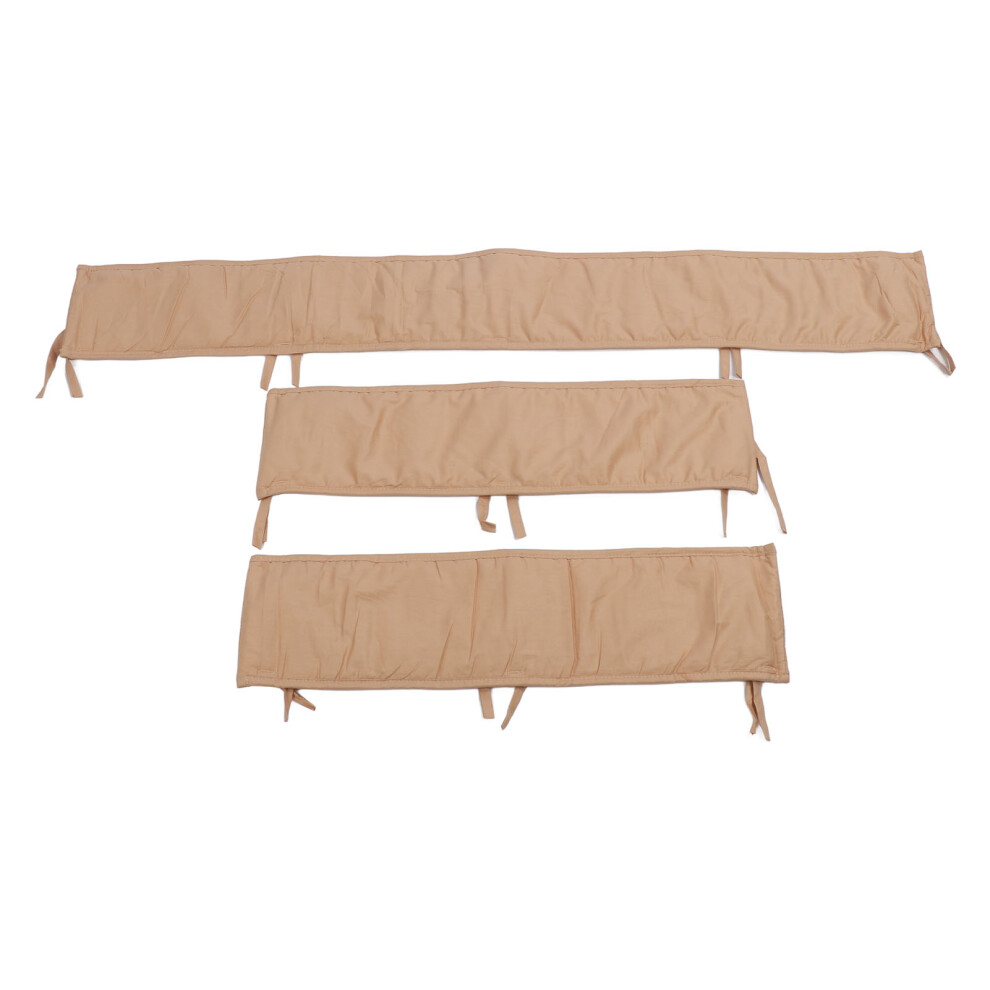 3Pcs Cotton Crib Rail Bumper, 125X18cm & 66X18cm, Light/Brown