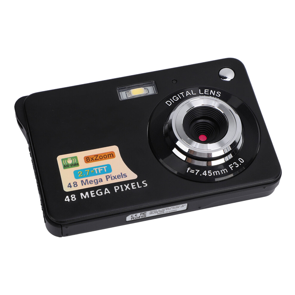 48Mp 4K Portable Digital Camera For Kids & Vlogging, 8X Zoom Black 4401337217219