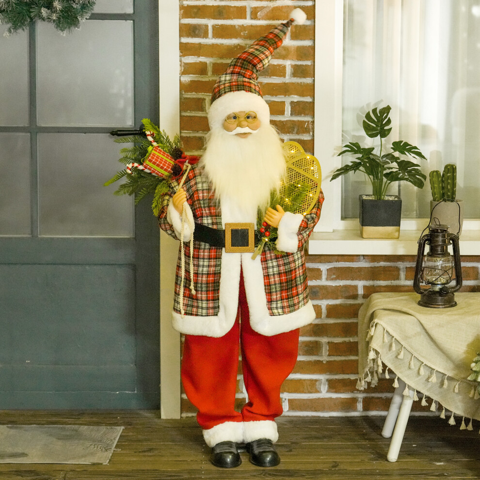 Homcom Red/Green Animated Santa Claus W/ Sound Activated Festive Music For Party 133Cm