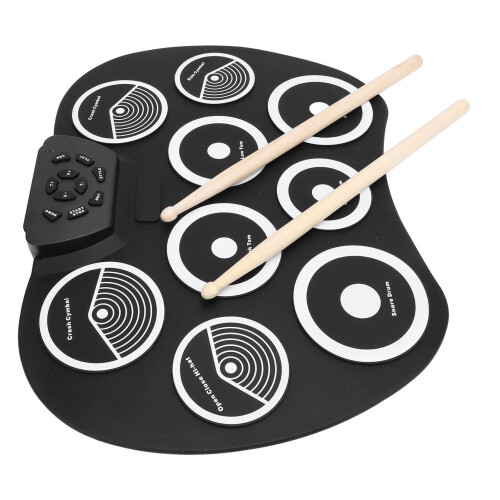 Electronic Roll Up Drum Set with 9 Pads, 7 Tones, 10 Rhythms, Recording