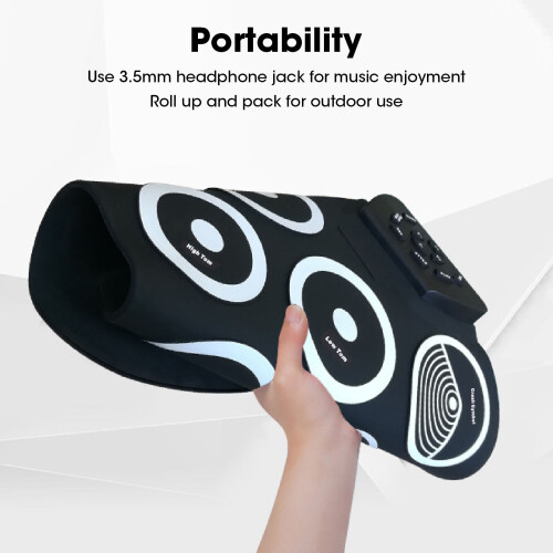 Electronic Roll Up Drum Set with 9 Pads, 7 Tones, 10 Rhythms, Recording 2