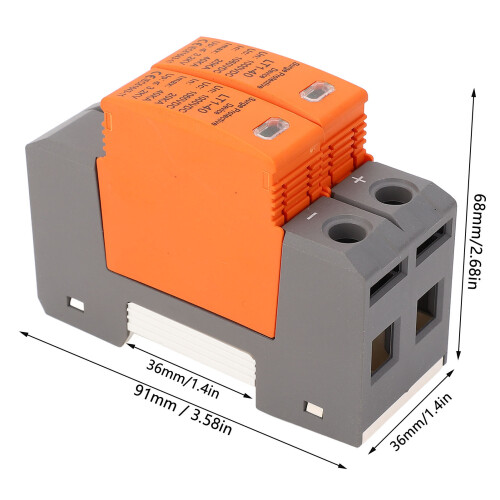 2P 40kA DC Surge Protector PC Housing 1000VDC, 35mm Rail 1
