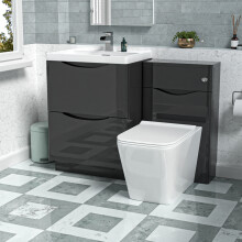 Nes Home Dark Grey 600mm Freestanding Basin Vanity WC Unit & Square BTW Toilet