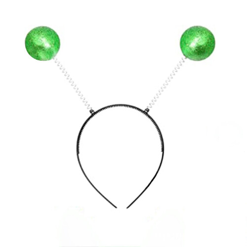 Alien Headband Metallic Green Martian Antenna ET HeadBopper Halloween ...