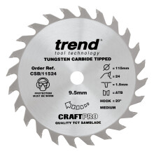 Trend CSB/11524 115mm X 24 Teeth X 9.5mm Bore Craft Saw Blade Thin Kerf