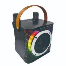 Karaoke Machine With 2 Wireless Microphones Bluetooth Speaker RGB Light Effects Portable Home Black KTV Set