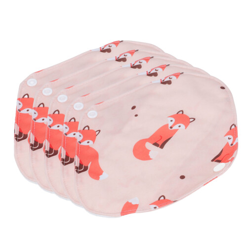 5PCS Reusable Cloth Panty Liners, Red Fox Pattern, Leak Proof, 18x20cm